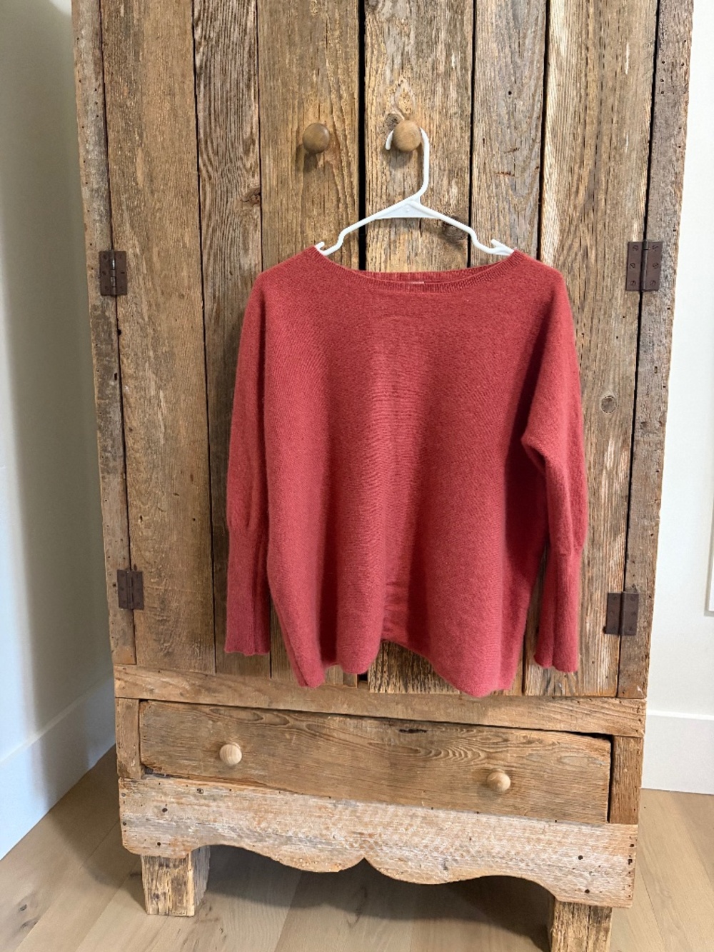 Garnet Hill 100% Cashmere Cropped Sweater peppercorn pink medium m